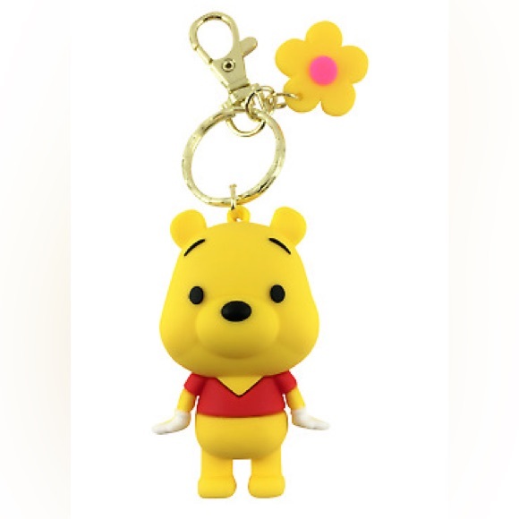 Winnie The Pooh Bear Gold Clip-On Keychain (LOW IN STOCK) - Picture 2 of 3